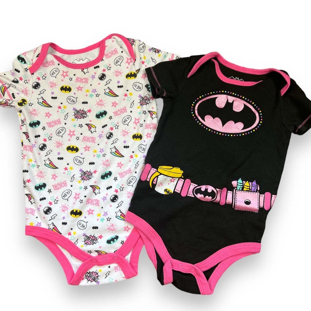 Two Batman Batgirl Baby Girl Onesie Bodysuits Size 18 Months
